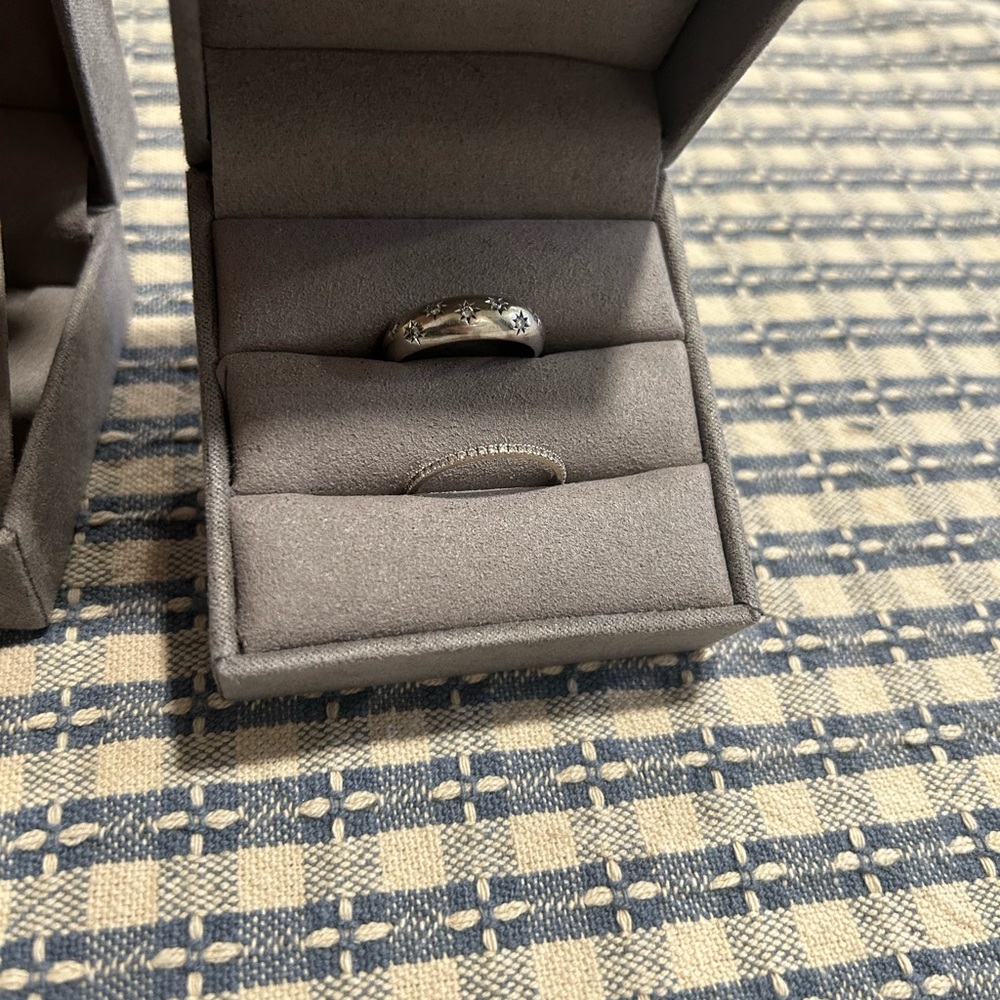 Ferkos white gold 14k starburst Ring and Ferkos eternity ring white gold 14k